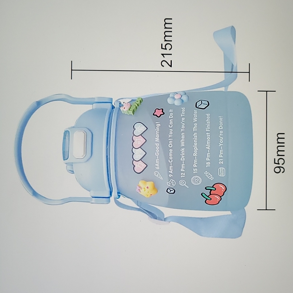 1.3 Liter Large Cute Kawaii Water Bottle Plastic Straw WaterJug